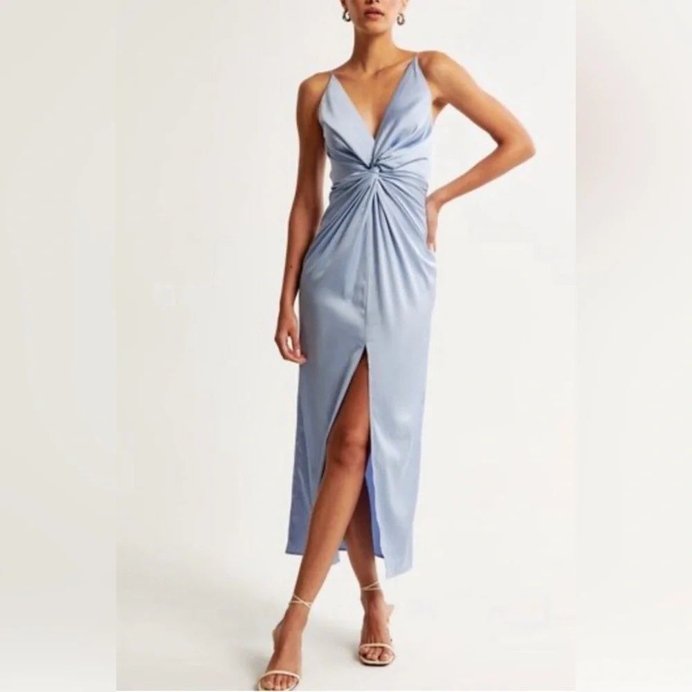 Abercrombie & Fitch Draped Twist-Front Maxi Dress Large